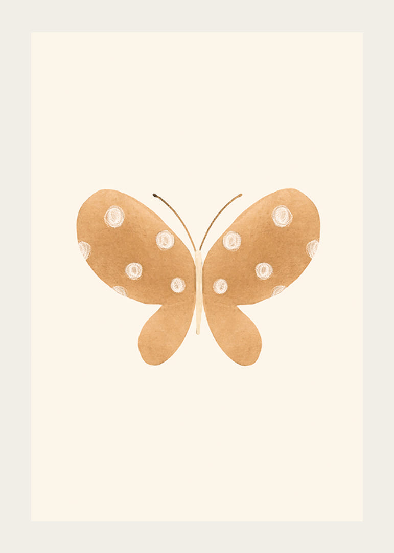 Borboleta marrom ilustrada com pontos brancos em fundo claro-12