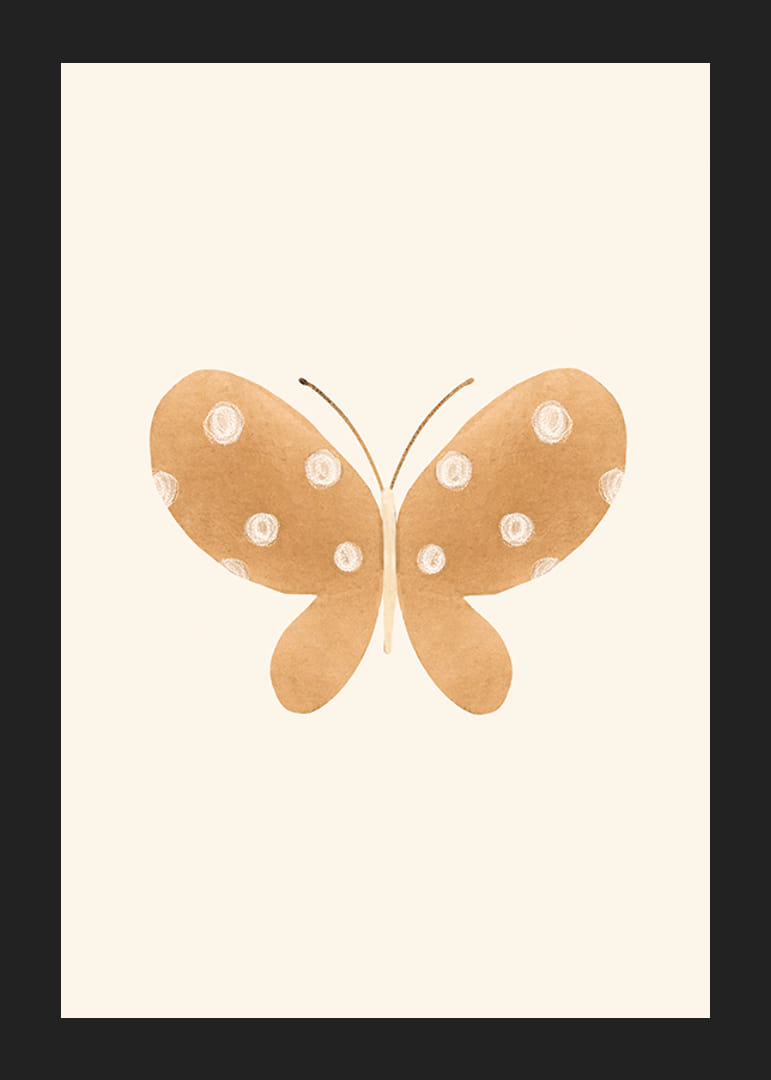Borboleta marrom ilustrada com pontos brancos em fundo claro-12