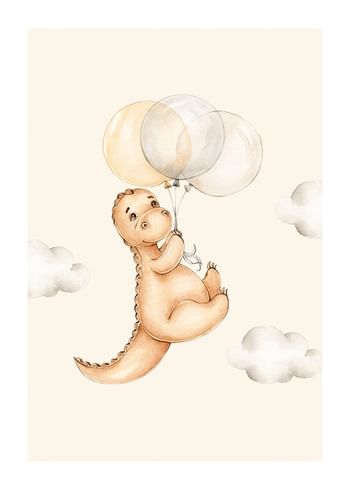 Plakat Dino With Balloons