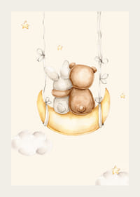 Akvarell illustratsioon jänesest ja karust kuukiigel-3