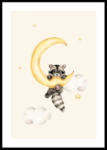 Póster Raccoon And Moon