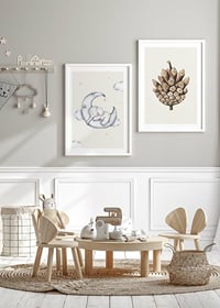 Watercolor illustration of sleeping elephant on crescent moon among stars-8