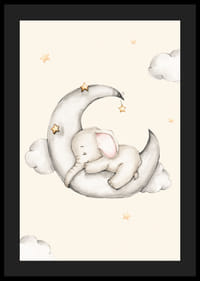 Akvarell illusztráció alvó elefántról a félholdon a csillagok között-4