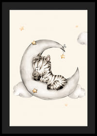 Akvarell illusztrációja alvó zebráról a félholdon a felhők között-4