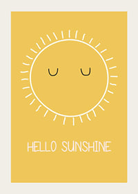 Sol ilustrado con ojos cerrados sobre fondo amarillo.-3