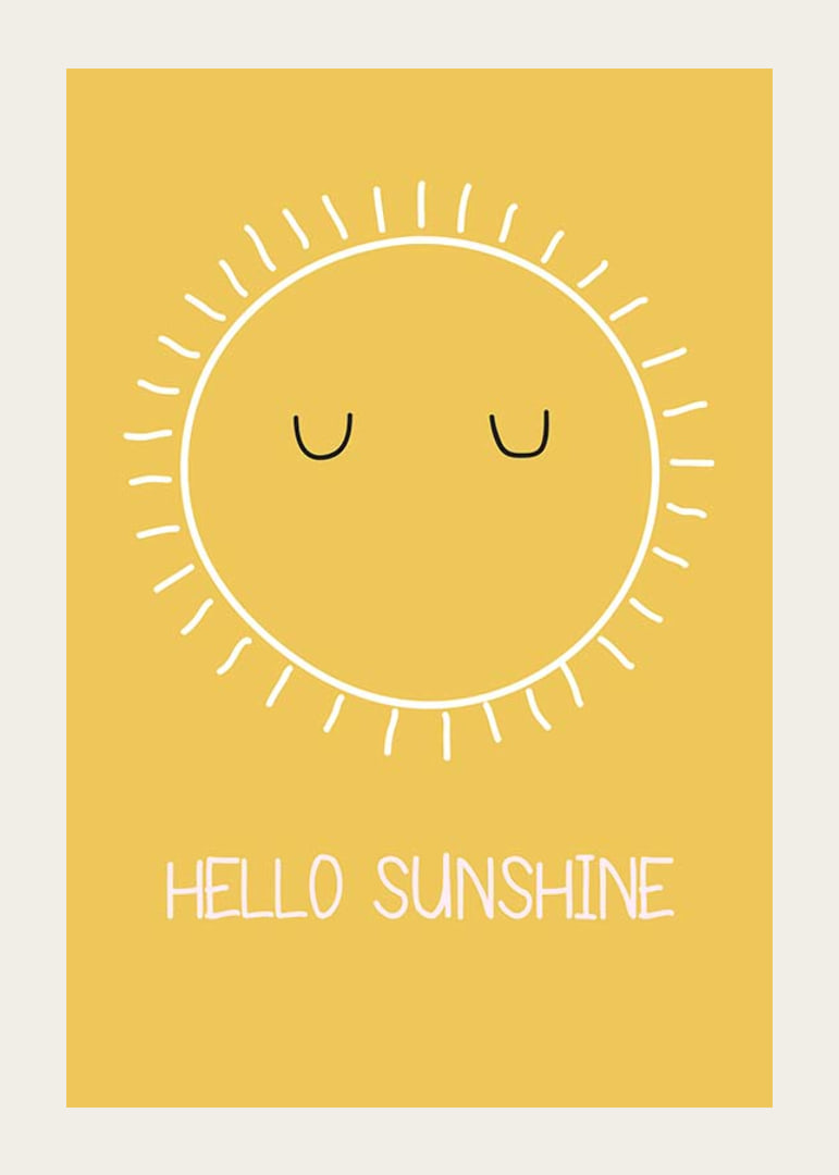 Sol ilustrado con ojos cerrados sobre fondo amarillo.-12