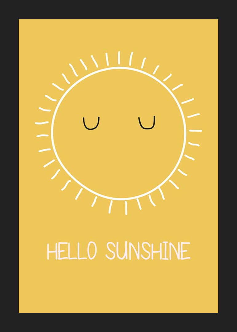 Sol ilustrado con ojos cerrados sobre fondo amarillo.-12