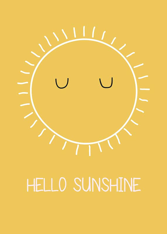 Sol ilustrado con ojos cerrados sobre fondo amarillo.-12