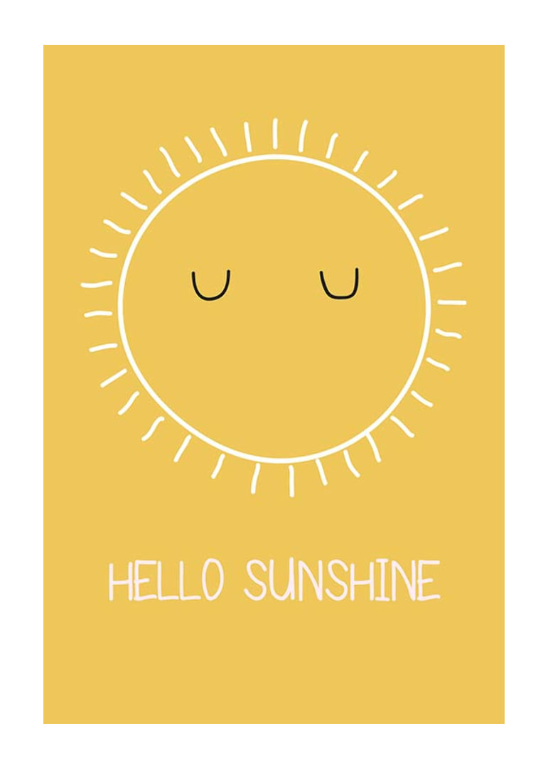 Sol ilustrado con ojos cerrados sobre fondo amarillo.-12