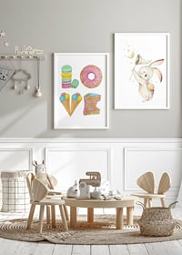 Watercolor illustration of cookies, donut, ice cream and cake in pastel colors-2