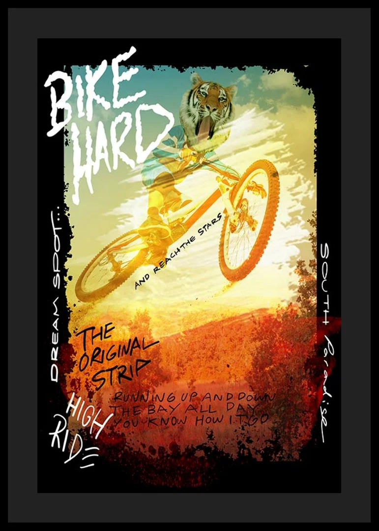 Illustration of cyclist with tiger head in yellow and orange tones-12