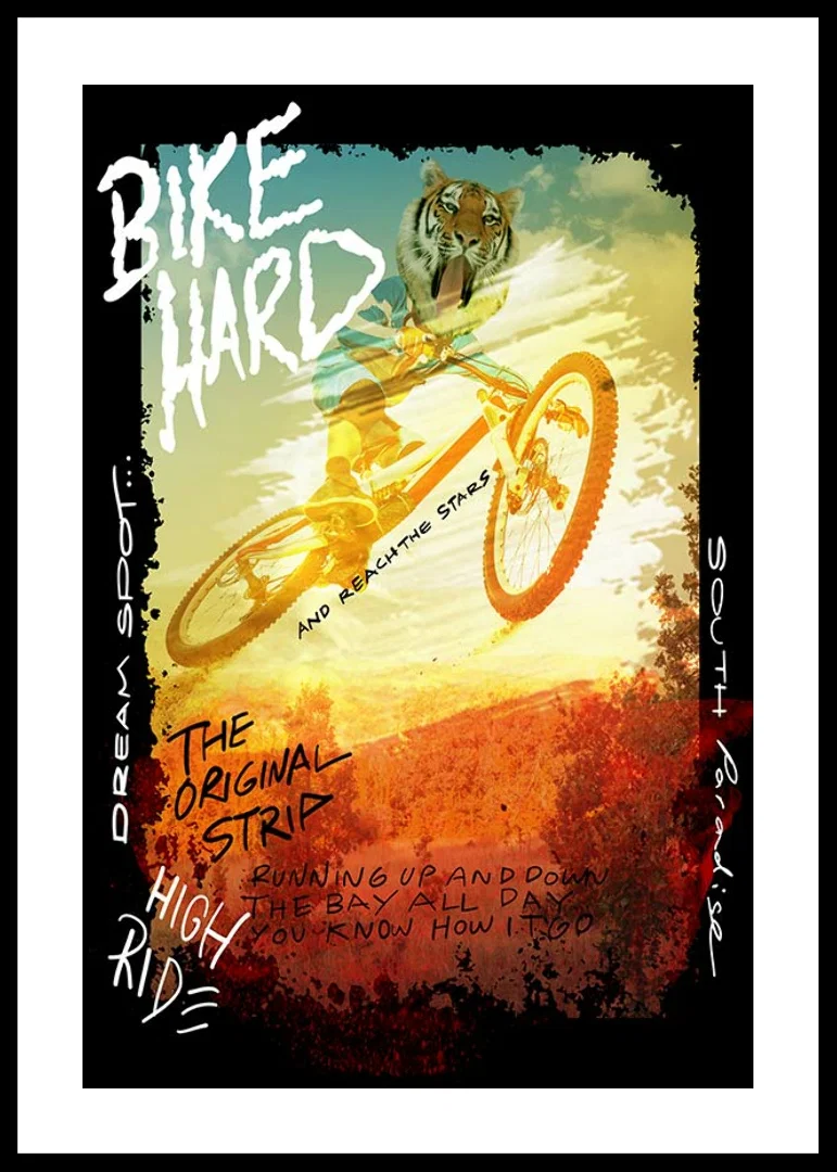 Illustration of cyclist with tiger head in yellow and orange tones-12