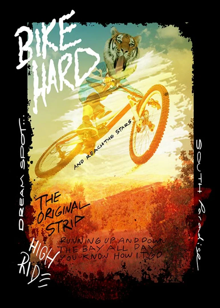 Illustration of cyclist with tiger head in yellow and orange tones-12