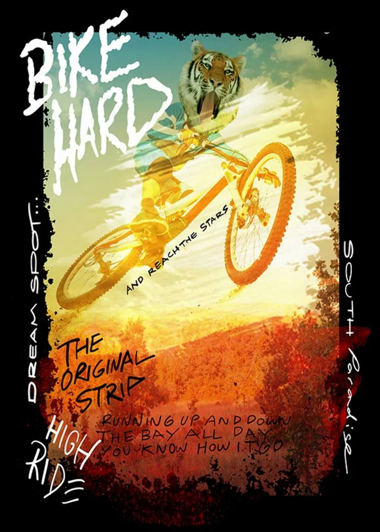 Illustration of cyclist with tiger head in yellow and orange tones-12