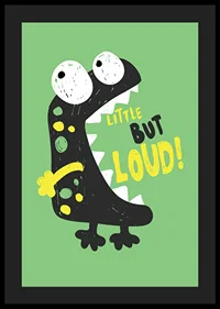 Illustrated black monster with big eyes on green background-4