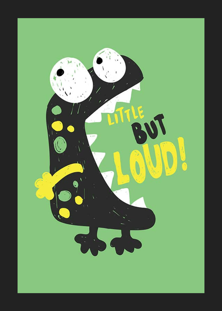 Geïllustreerd zwart monster met grote ogen op groene achtergrond-12