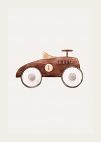 Watercolor illustration of brown toy car with white wheels-3