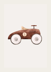 Aquarell-Illustration eines braunen Spielzeugautos mit weißen Rädern-3