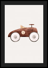 Watercolor illustration of brown toy car with white wheels-4