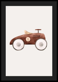 Aquarell-Illustration eines braunen Spielzeugautos mit weißen Rädern-4