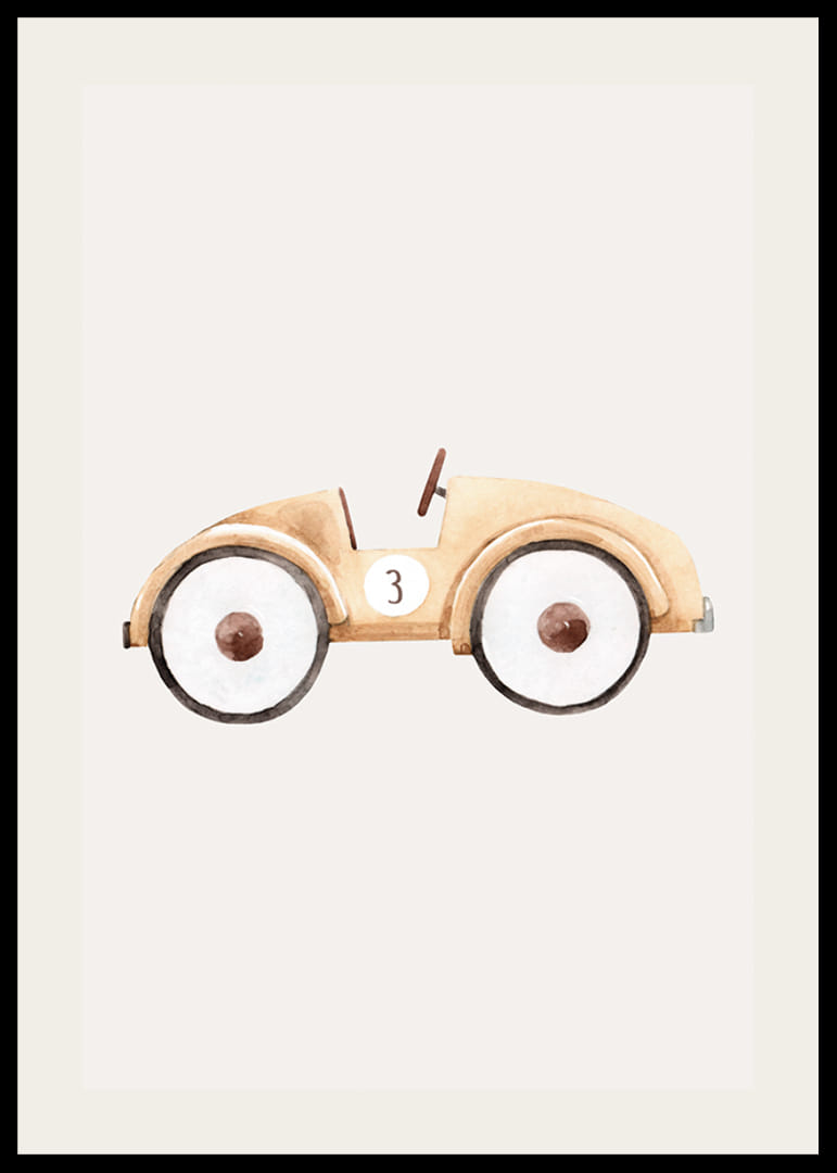 Watercolor of toy car in beige tones on light background-12