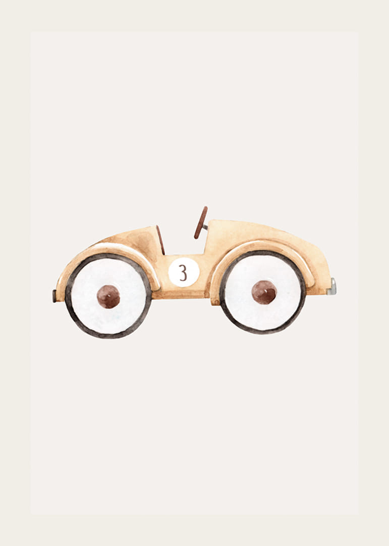 Watercolor of toy car in beige tones on light background-12