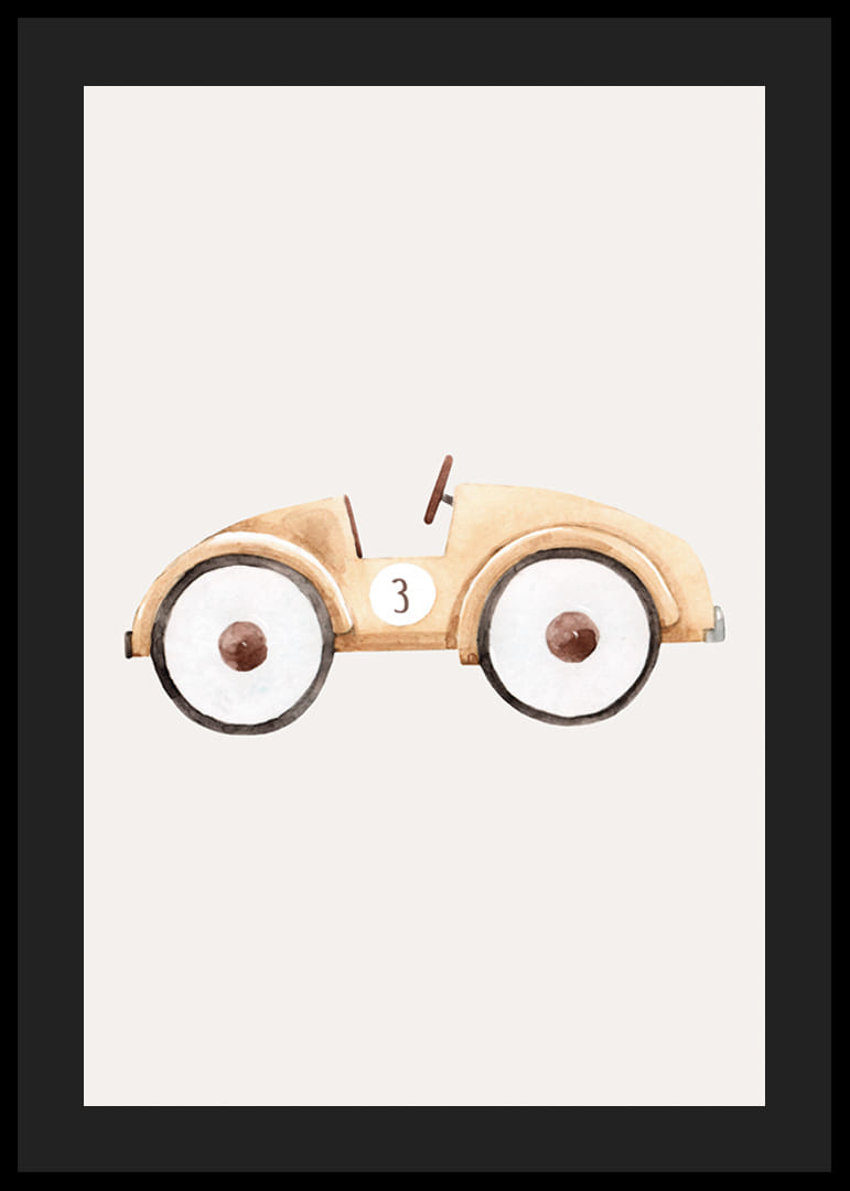 Watercolor of toy car in beige tones on light background-12