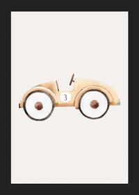 Watercolor of toy car in beige tones on light background-5