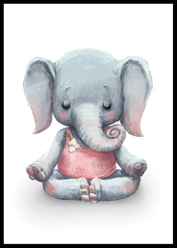 Illustrated baby elephant in yoga pose with pink sweater-12