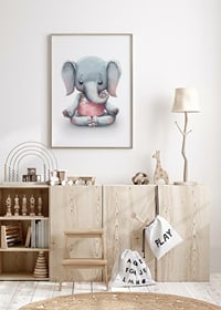 Illustrated baby elephant in yoga pose with pink sweater-2
