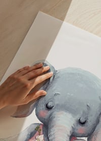 Illustrated baby elephant in yoga pose with pink sweater-3