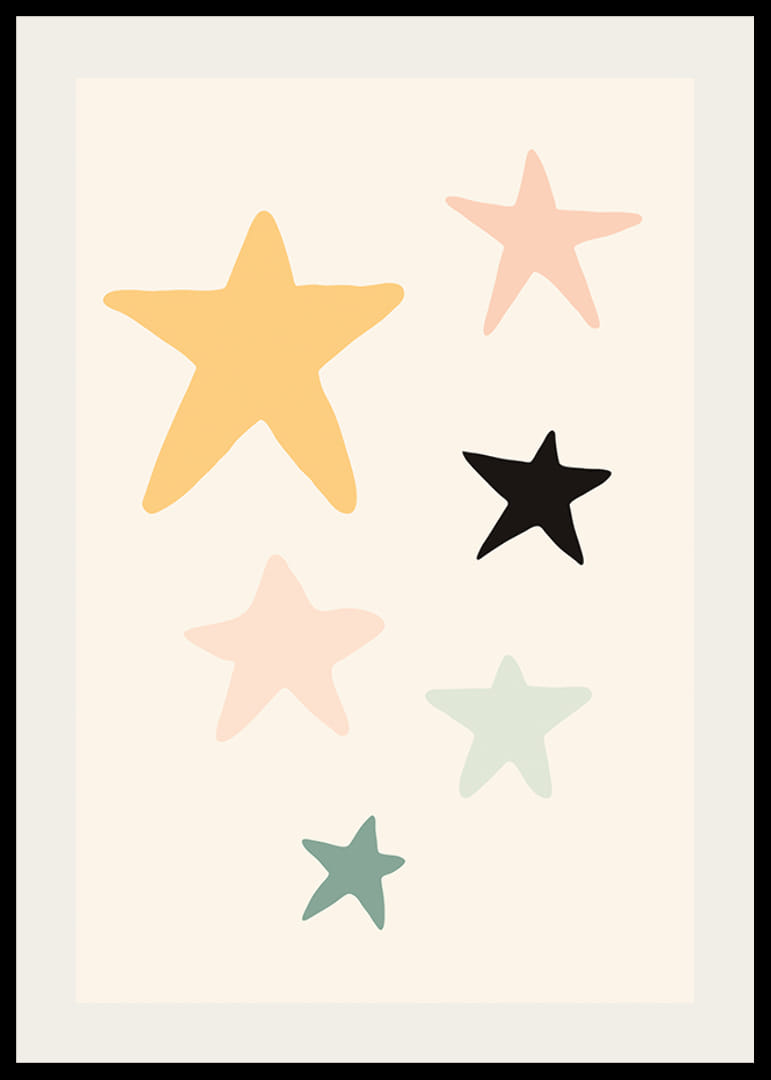 Illustrierte Sterne in verschiedenen Farben auf hellem Hintergrund-12