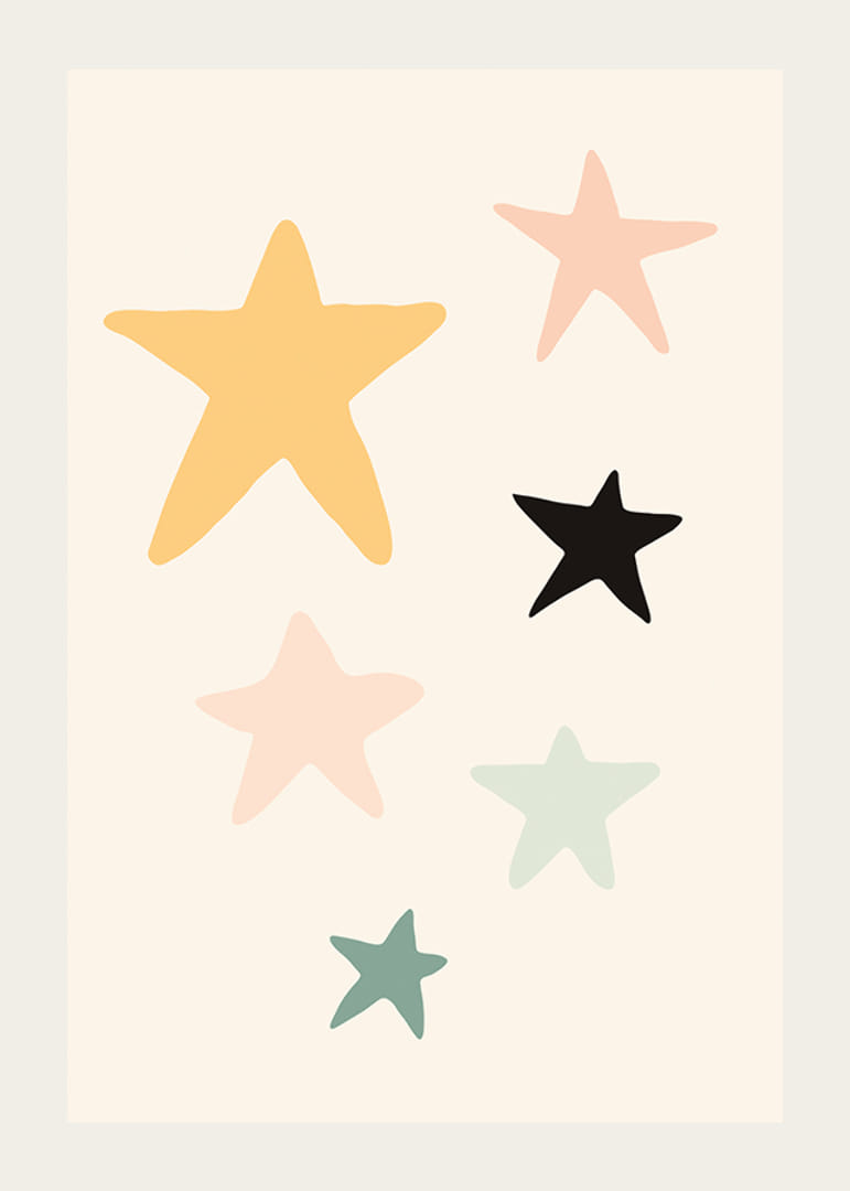 Illustrierte Sterne in verschiedenen Farben auf hellem Hintergrund-12