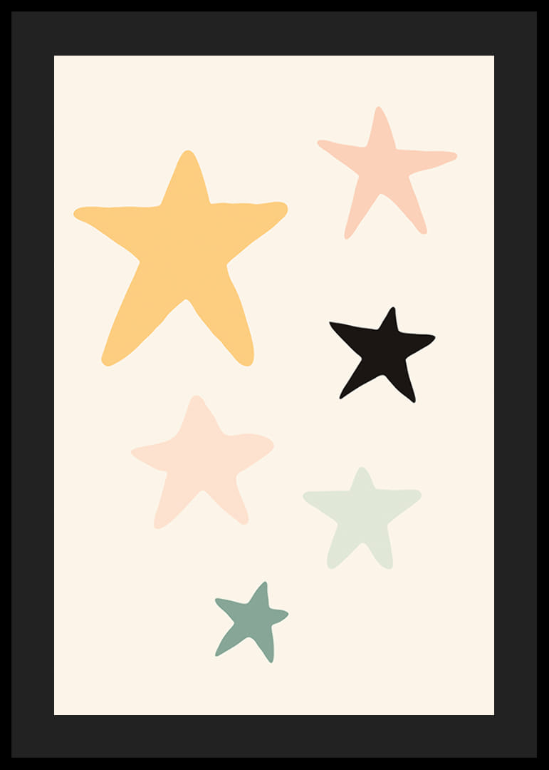 Illustrierte Sterne in verschiedenen Farben auf hellem Hintergrund-12