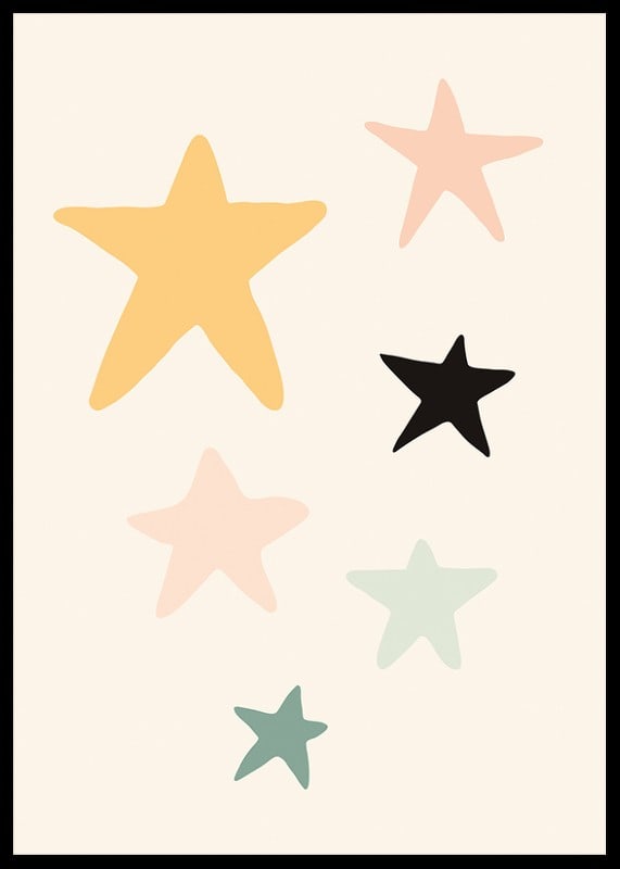Étoiles illustrées de différentes couleurs sur fond clair-12