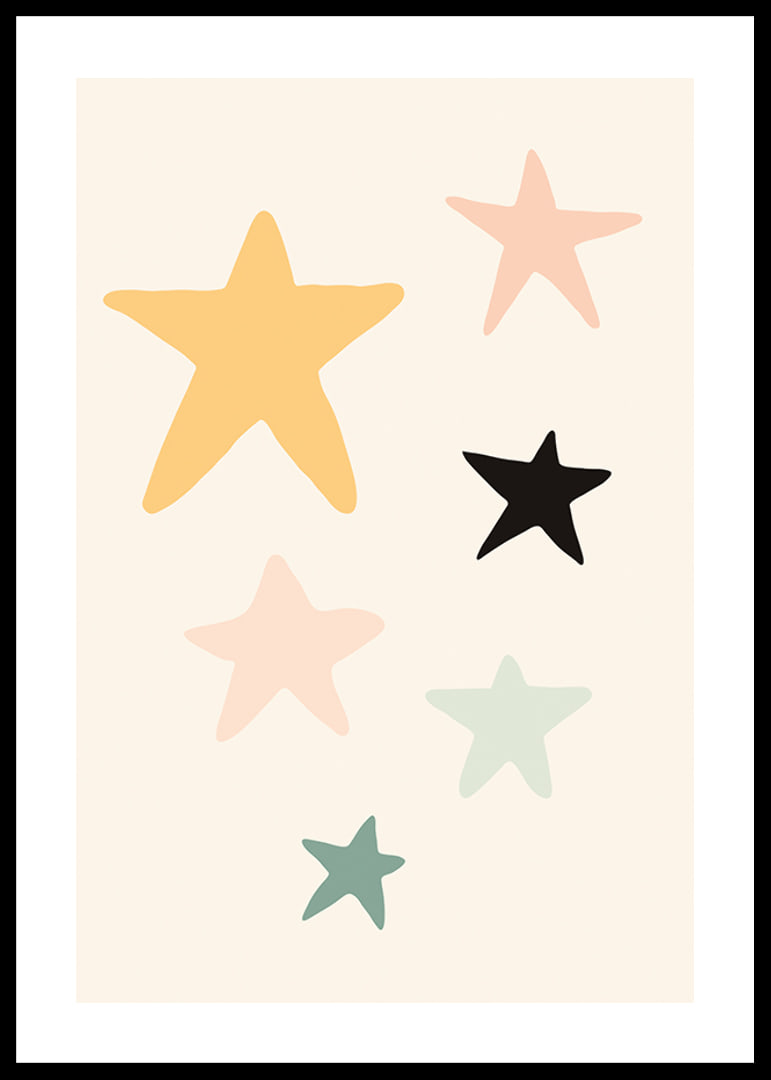 Étoiles illustrées de différentes couleurs sur fond clair-12