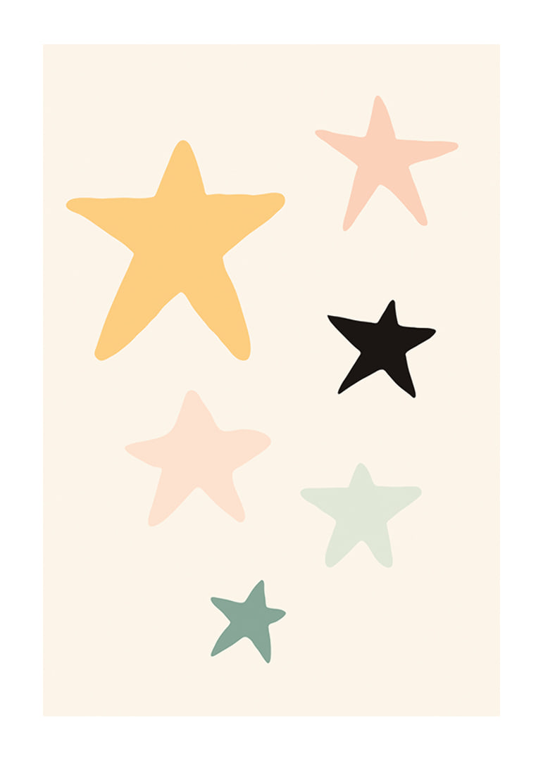 Étoiles illustrées de différentes couleurs sur fond clair-12