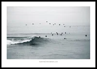 Photographic motif with surfers and birds by ocean waves-0