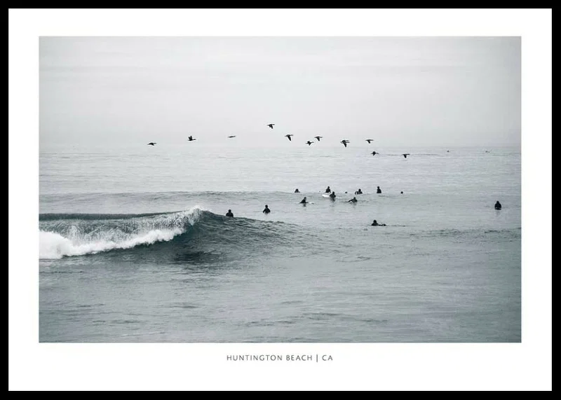 Photographic motif with surfers and birds by ocean waves-12
