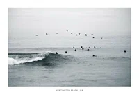 Photographic motif with surfers and birds by ocean waves-1