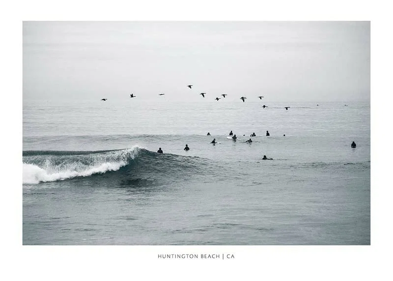 Photographic motif with surfers and birds by ocean waves-12