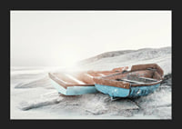 Photograph of two worn wooden boats on a light cliff-5
