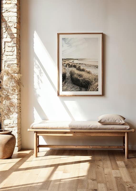 Photographic motif of sand dunes and beach in soft evening light-12