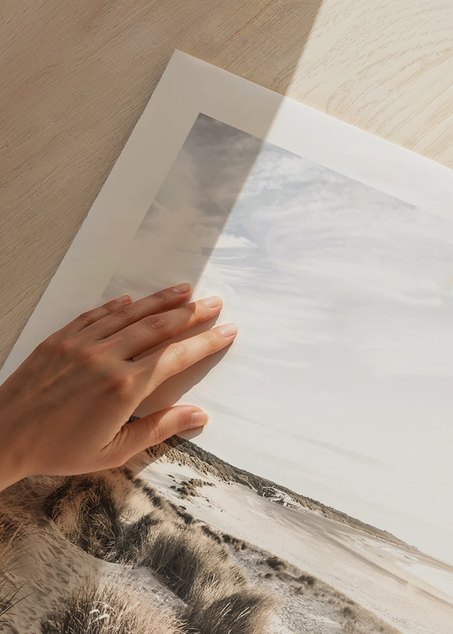 Photographic motif of sand dunes and beach in soft evening light-12