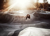 Photography of skateboarder in concrete park with backlight-7