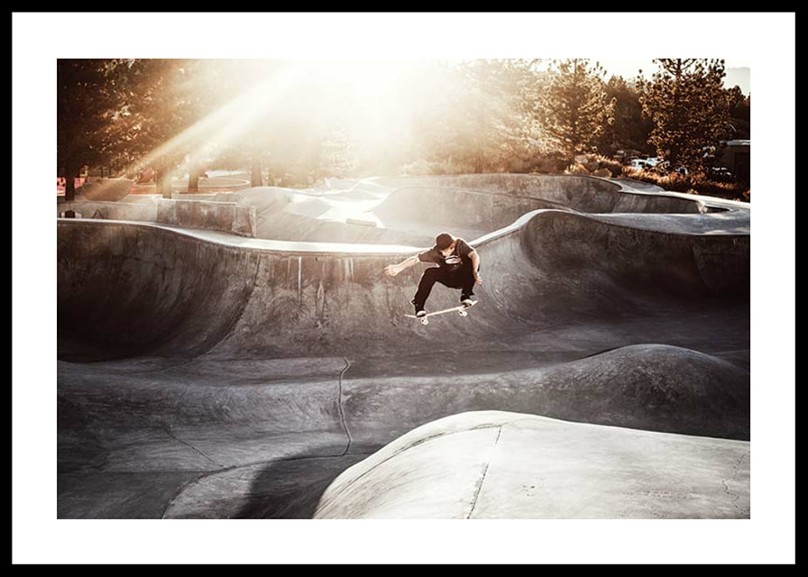 Photography of skateboarder in concrete park with backlight-12