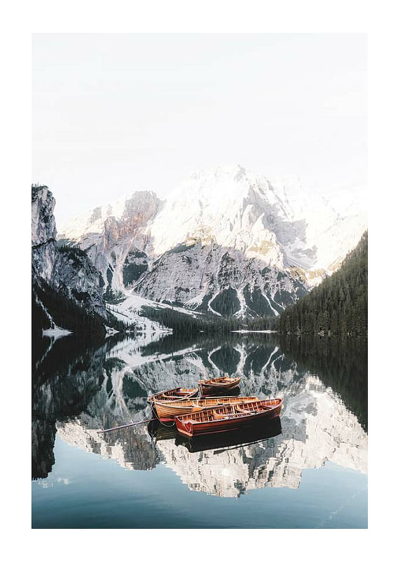 Plagát Rowing Boats In Lake Braies