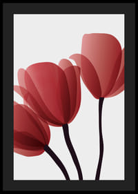 Grafika przedstawiająca trzy czerwone tulipany z ciemnymi łodygami-4