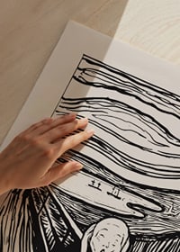Zwart-wit grafische interpretatie van De Schreeuw van Edvard Munch-3