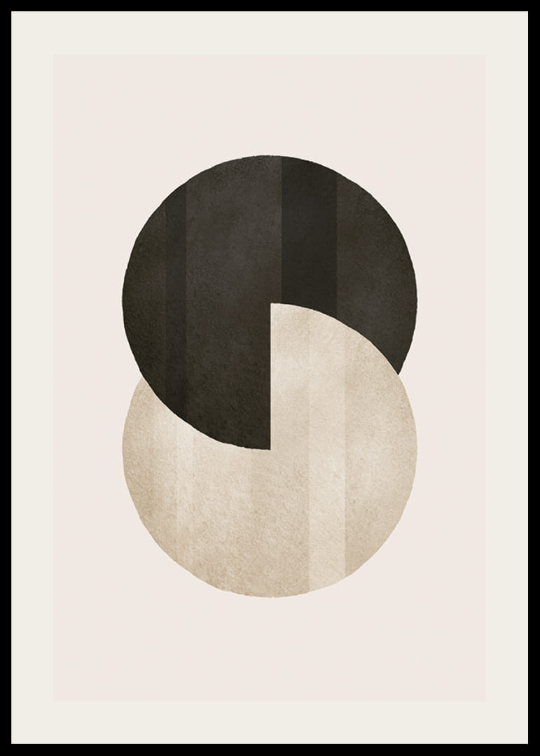 Abstraktné kruhy v čiernej a béžovej farbe na svetlom pozadí-12